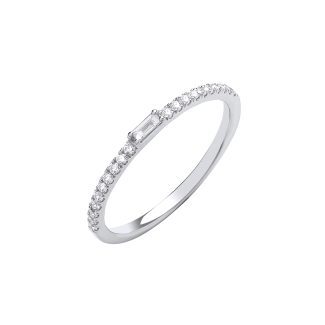 9ct White Gold 0.17ct Eternity Diamond Ring with Baguette in Centre-0