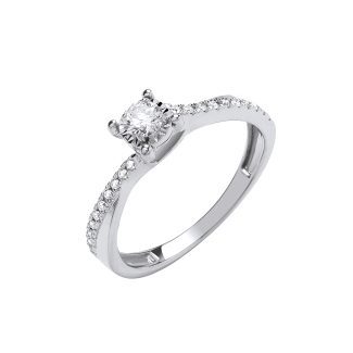 9ct White Gold 0.25ct Diamond Engagement Ring-0