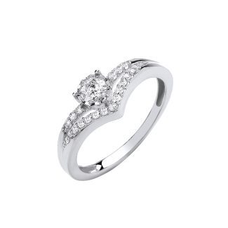 9ct White Gold 0.33ct Diamond Split Shank Engagement Ring-0