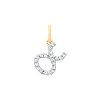 Yellow Gold 9ct Taurus Zodiac 0.10ct Diamond Pendant-0