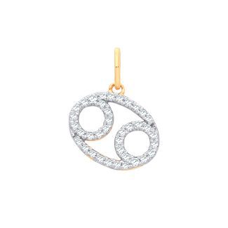 9ct Yellow Gold Cancer Zodiac 0.20ct Diamond Pendant-0
