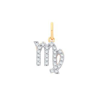 Elegant 9ct Yellow Gold Virgo Zodiac 0.12ct Diamond Pendant-0