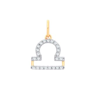 9 carat Yellow Gold Libra Zodiac 0.15ct Diamond Pendant-0