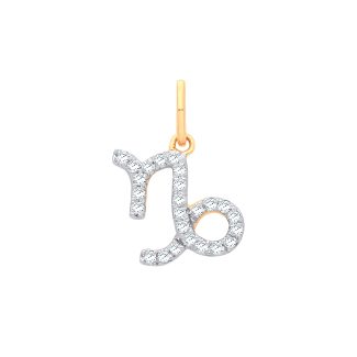 9ct Yellow Gold Capricorn Zodiac 0.10ct Diamond Pendant-0