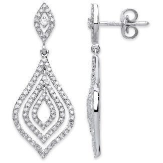 18ct White Gold 0.75ct Diamond Drop Ladies Earrings-0
