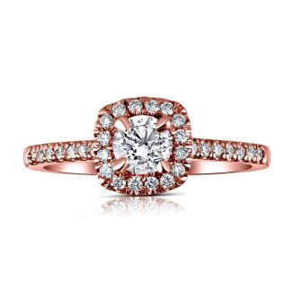 18ct Rose Gold Certified 0.50ct Diamond Engagement Ring-0