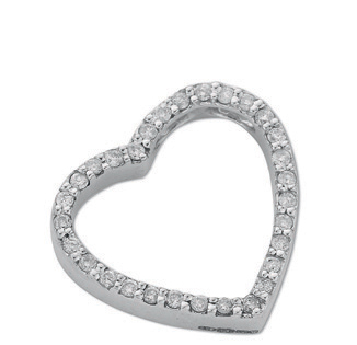 9ct White Gold 0.32ct Diamond Stone Linked Heart Shape Pendant-0