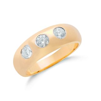 9 Carat Yellow Gold 1.00ct Gents 3 Stones Diamond Band Ring-0