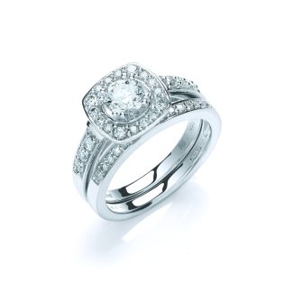 18ct White Gold 1.00ct Diamond Fancy Bridal Set Ring-0