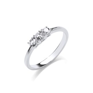 18ct White Gold 0.33ct Diamond Trilogy Ring-0