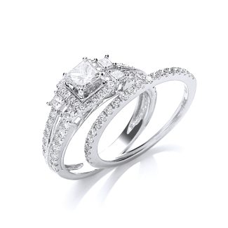 18ct White Gold 1.00ct Diamond Bridal Set Rings-0