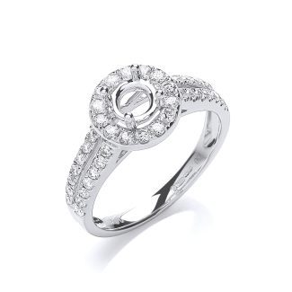 18ct White Gold 0.55ct Diamond Semi-Set Mount for a 0.50ct Centre Stone Engagement Ring-0