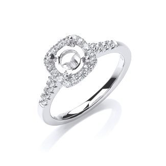 18ct White Gold 0.25ct Diamond Semi-Set Engagement Ring Mount for a 1.00ct Centre Stone-0