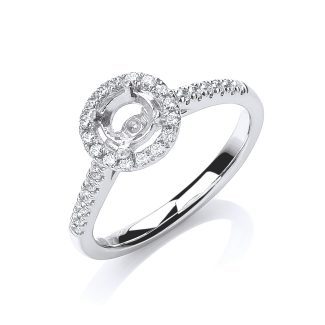18ct Elegant White Gold 0.30ct Diamond Semi-Set Engagement Ring Mount for a 0.30ct Centre Stone-0