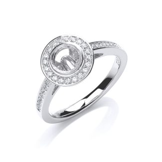 18ct White Gold 0.29ct Diamond Semi-Set Engagement Ring Mount for a 0.50ct Centre Stone-0