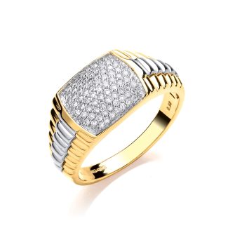 9ct Yellow Gold 0.50ct Fancy Link Gents Diamond Ring-0