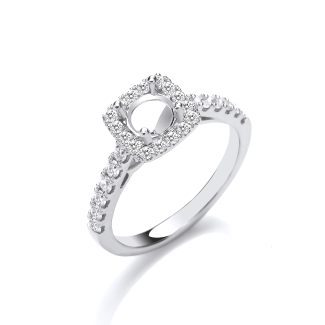18ct White Gold 0.48ct Diamond Semi-Set Mount for a 0.65ct Centre Stone Engagement Ring-0