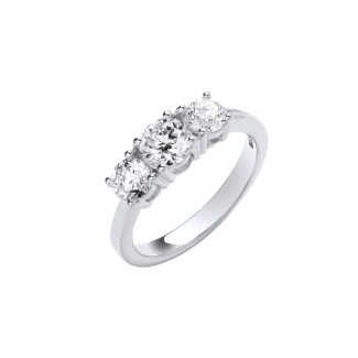 18ct White Gold 1.50ct Diamond Trilogy Ring-0