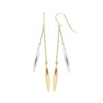 9ct Yellow and White Gold Stylish Icicle Shaped Hollow Ladies Drop Earrings-0