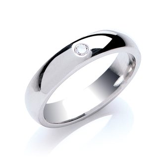 0.10ct S/S Brilliant Cut Diamond Set 5mm Court Wedding Band for Gents-15057