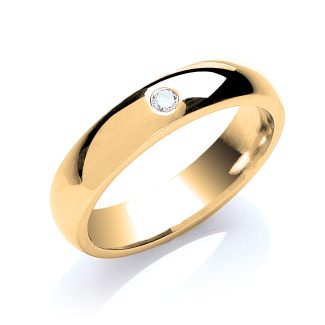 0.10ct S/S Brilliant Cut Diamond Set 5mm Court Wedding Band for Gents-0