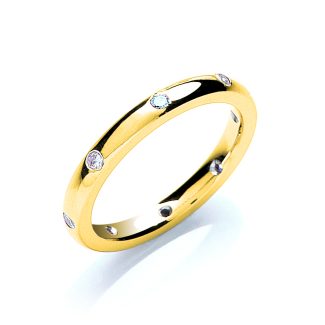 0.13ct 8 Stone Brilliant Cut Diamond Set 2mm Flat Court Wedding Band-15042