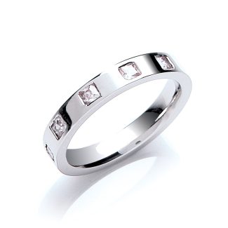 0.40ct 5 Stone P/C Diamond Set 3mm Flat Court Mens Wedding Band -0