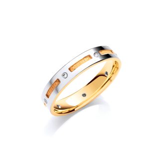 0.07ct 7 Stone 4mm Yellow & White Gold Flat Court Wedding Band-0