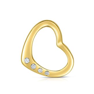 9ct Yellow Gold Fine 0.07ct Diamond Heart Shaped Pendant-0