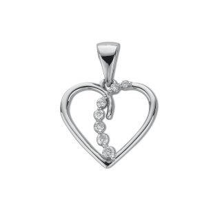 9ct White Gold Premium 0.10ct Diamond Heart Design Pendant-0