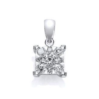 18ct White Gold 0.50ct G/VS Diamond Stones Illusion Set Pendant-0