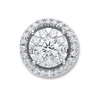 18ct White Gold Fine 0.60ct Diamond Cluster Style Pendant-0