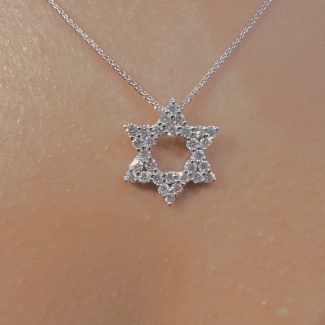 18ct Italian White Gold 0.80ct Diamond Star of David Pendant-21161