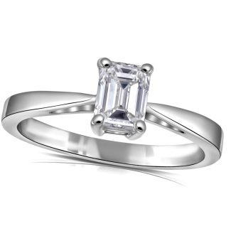 18ct White Gold Emerald Cut 0.50ct Diamond Engagement Ring-17331
