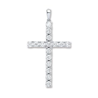 18ct Dashing White Gold 1.60ct Diamond Set Cross Pendant-0