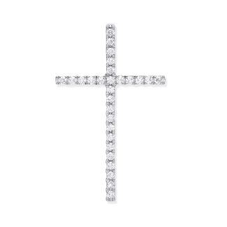 18ct Stylish White Gold 0.75ct Diamond Cross Design Pendant-0