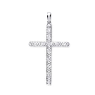 18ct Elite White Gold 0.45ct Diamond Set Cross Pendant-0