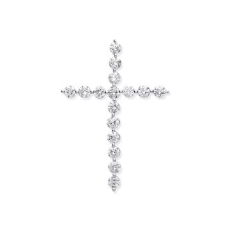 18ct Stunning White Gold 0.75ct Diamond Cross Pendant-0