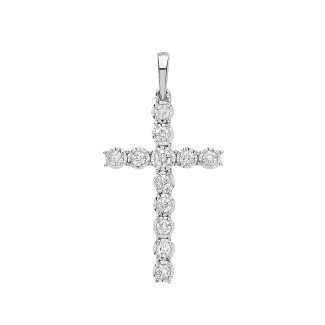 9ct Classic White Gold 0.27ct Diamond Cross Pendant-0