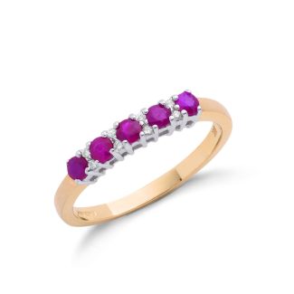 9ct Yellow Gold 0.15ct Diamond & 0.70ct Ruby Eternity Ring-0