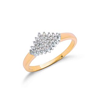 9ct Yellow Gold and 0.16ctw Diamond Stone Cluster Ring-0