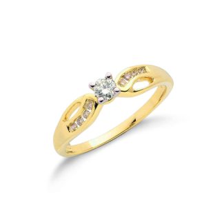 9ct Yellow Gold Luxurious 0.26ct Diamond Engagement Ring-0