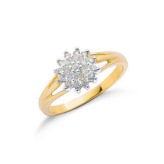 9ct Yellow Gold with 0.25ctw Diamond Stones Cluster Ring-0