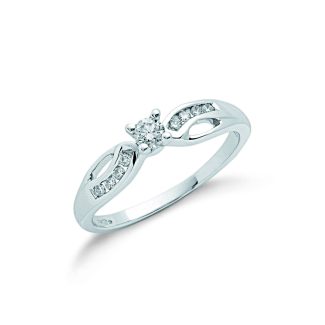 9ct White Gold Luxurious 0.26ct Diamond Stone Engagement Ring-0