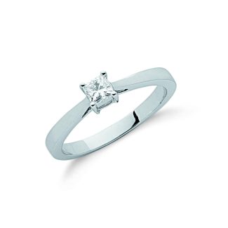 9ct White Gold 0.25ct Princess Cut Diamond Engagement Ring-0