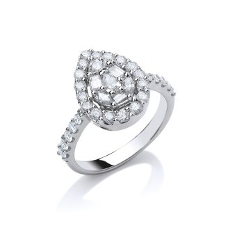 18ct White Gold 1.00ct Pear Shaped Diamond Ring-0