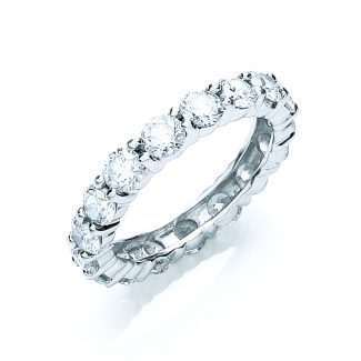 18ct White Gold Briliant Cut 3.00ct Full Diamond Eternity Ring-0