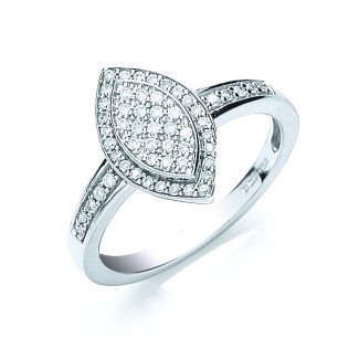 18ct Pave White Gold Set 0.25ct Diamond Ring-0