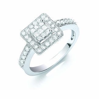 18ct White Gold Princess Cut 0.50ct Diamond Ring-0