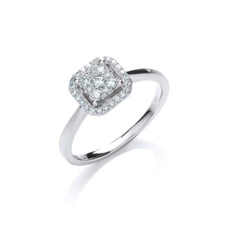 18ct White Gold Brilliant Cut 0.20ct Diamond Dress Ring-0